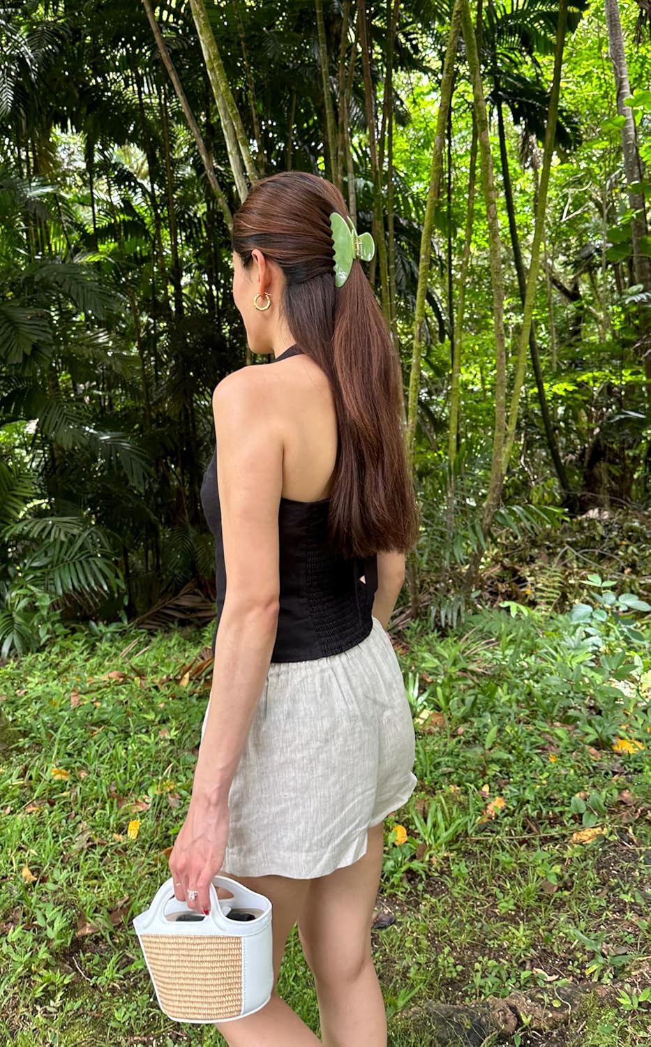 Premium Durable Acetate Hair Accessories - Large No-Slip 4 Inch Claw Clips for Women's Thick Hair (Green)