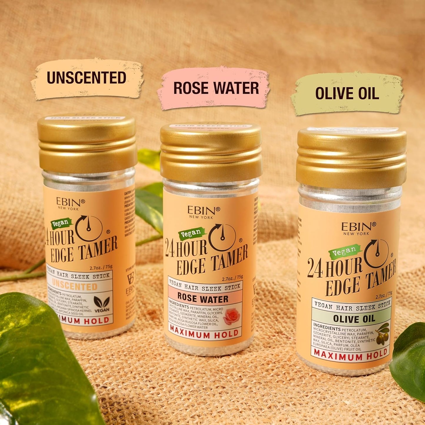EBIN NEW YORK 24 Hour Edge Tamer Vegan Hair Sleek Stick Unscented Maximum Hold