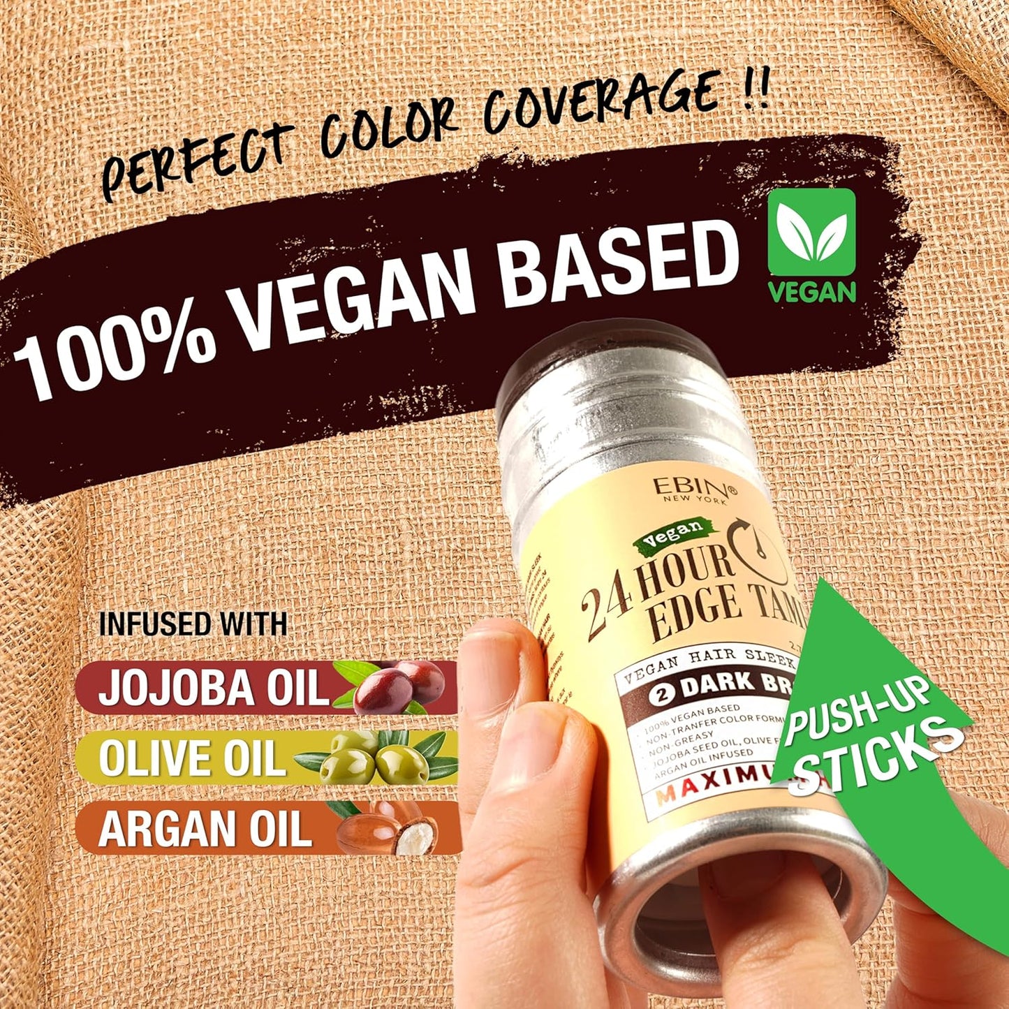 EBIN NEW YORK 24 Hour Edge Tamer Vegan Hair Sleek Stick Natural Black Maximum Hold