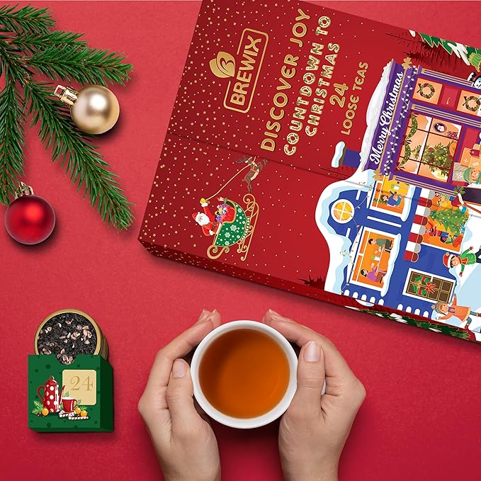 BREWIX, Herbal & Tea Gift Calendar, Advent Calendar 2024 Loose Leaf Teas | Limited Edition I 24 Unique Flavors | Best for Birthdays, Anniversaries & Holidays | Christmas Advent Calendar 2024 for Adults, Advent Calendar 2024 Adult Women and Men