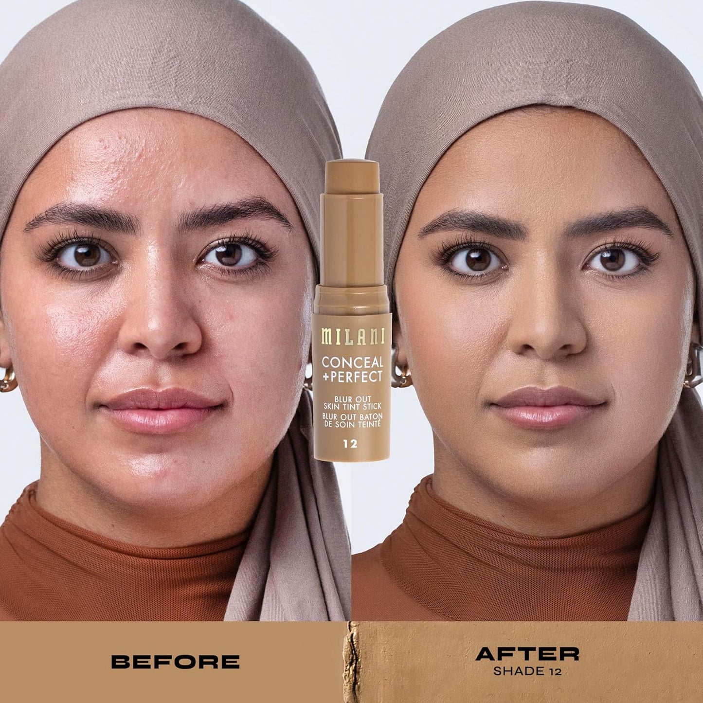 Milani Conceal + Perfect - Skin Tint Stick, Blur Out Tinted Moisturizer Makeup, Shade 12