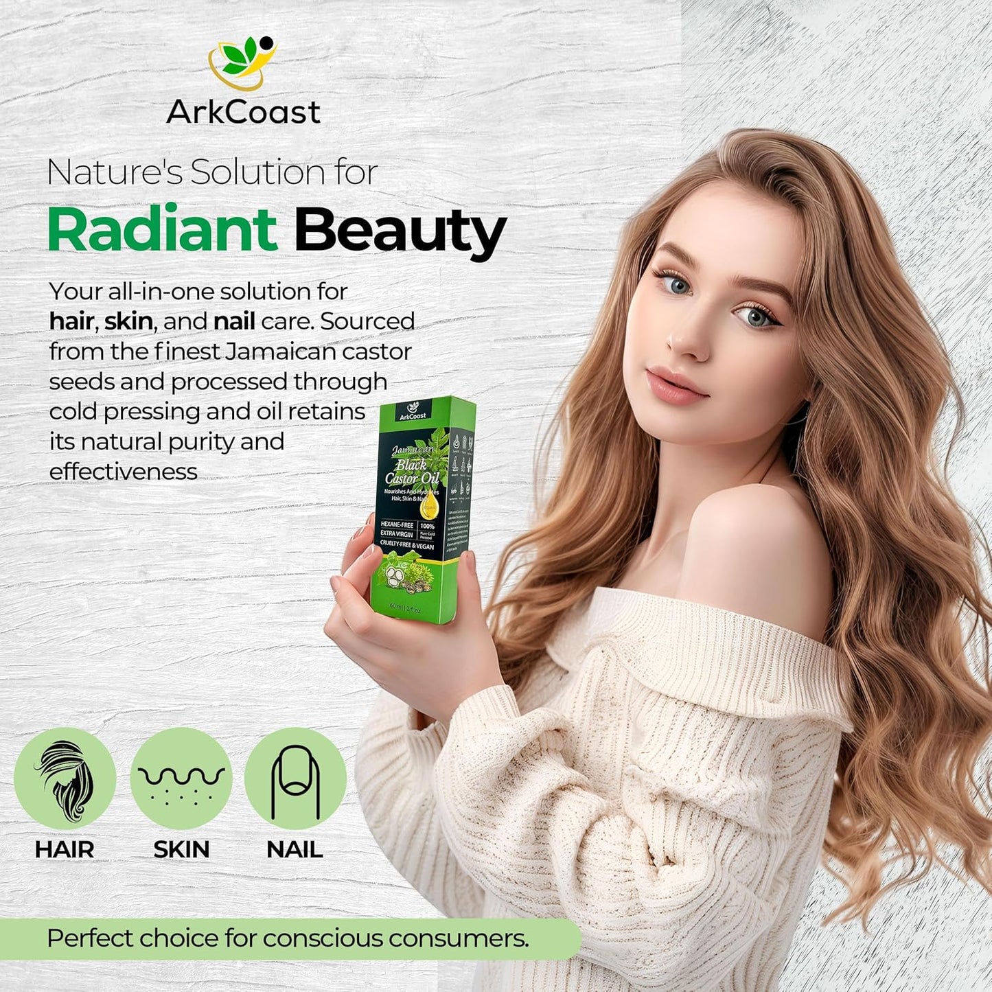 Jamaican Black Castor Oil - Pure Cold-Pressed for Hair, Eyebrows, Eyelashes, Skin, and Nail Care - Silicone-Free, Cruelty-Free, 100% Pure - Moisturizing and Nourishing, 8 oz (Pack of 2)