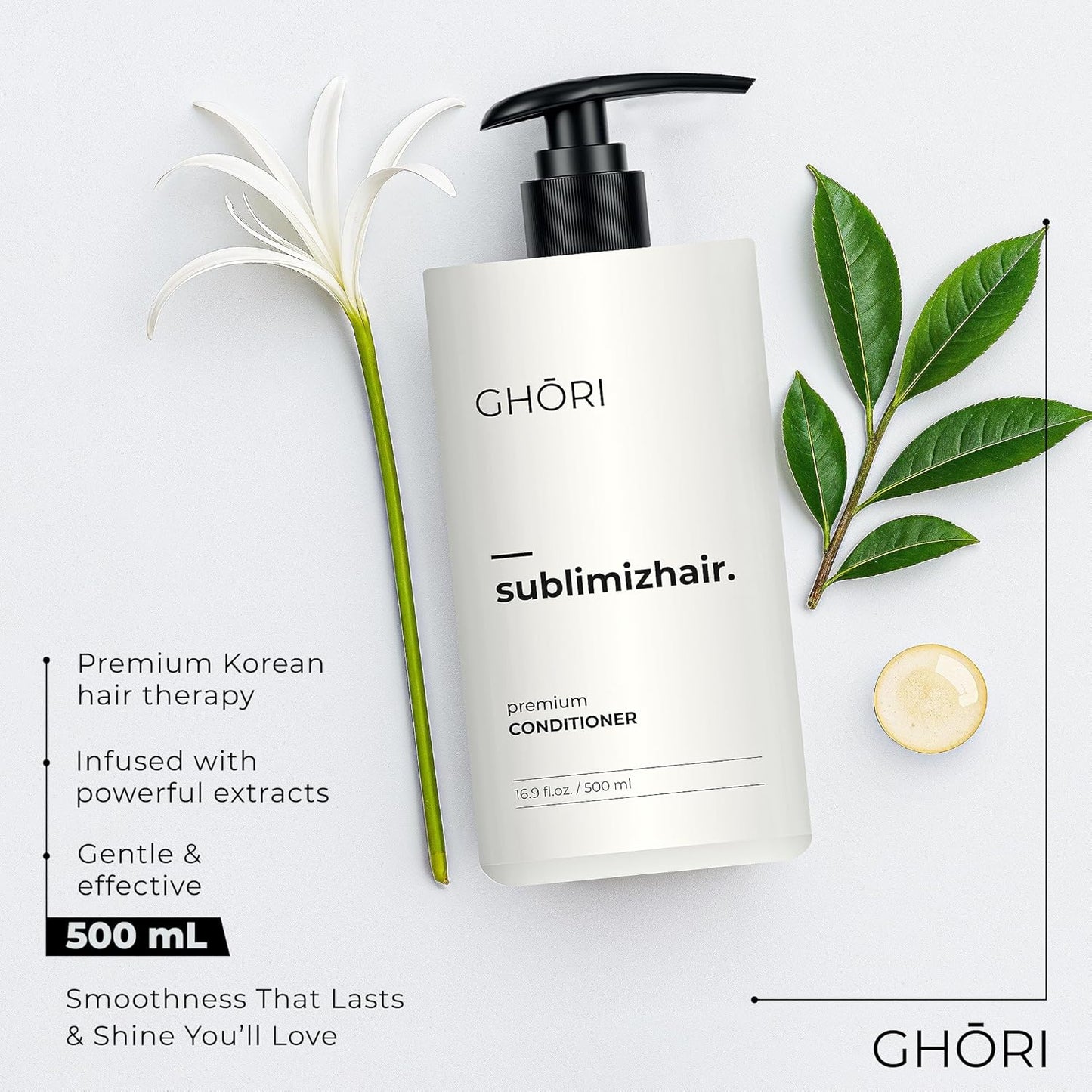 Sublimizhair Herbal Premium Conditioner for Silky Smooth Hair | Detangles, Strengthens Damaged Strands | Deep Hydration & Frizz Control, Nourishing Conditioner | Sulphate-Free, 500ml/16.9 fl oz