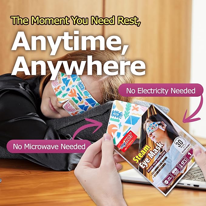 Steam Eye Mask 20 Pack – Warm Compress Eye Cover for Relief for Dry Eyes, Disposable, Sleeping Eye Heater, Spa, Relaxation, Made in Korea-TSA Compliant