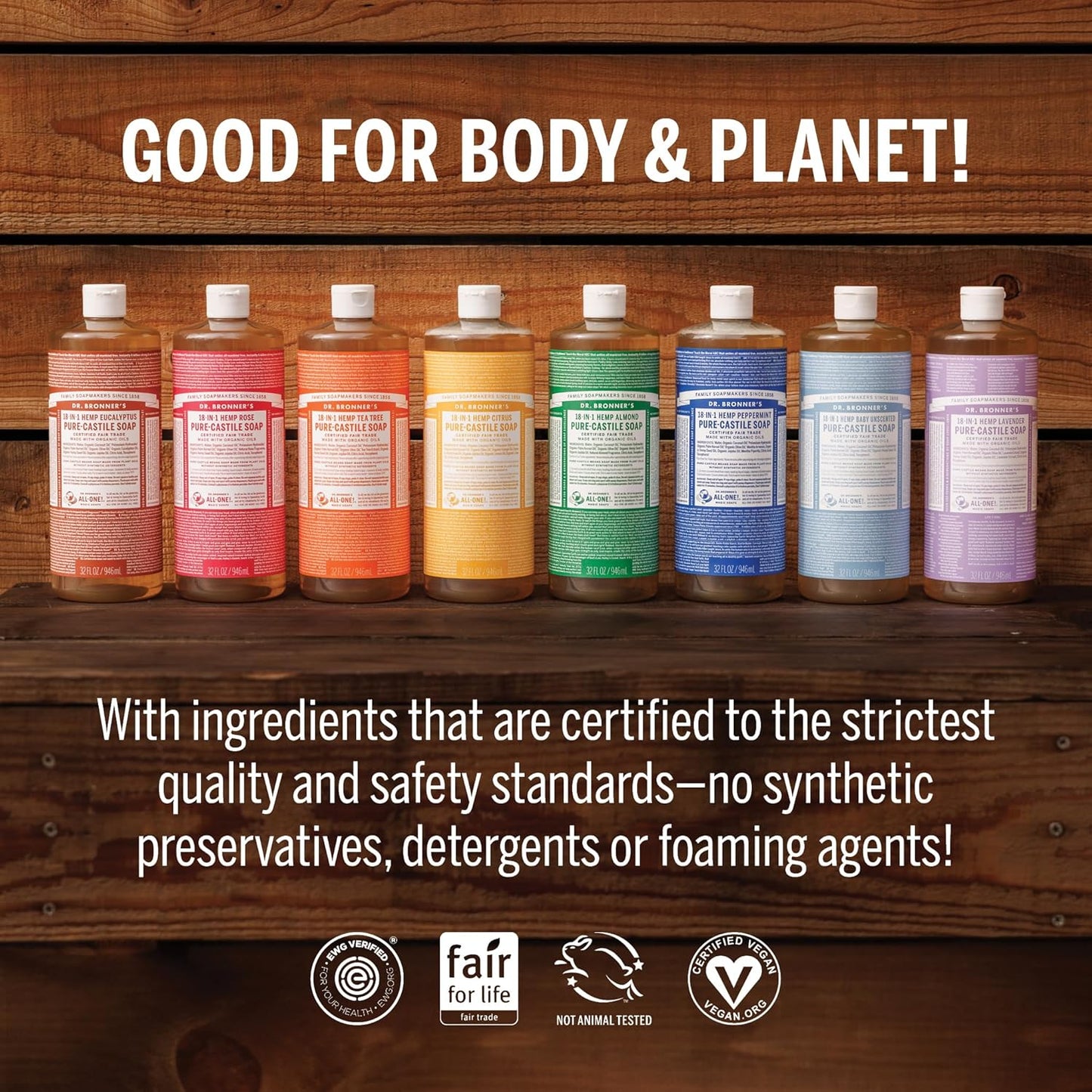 Dr. Bronner's Pure-Castile Magic Liquid Soap - Made with Regenerative Organic Certified Oils - 18-in-1 Uses for Face, Body, Hand Gentle on Baby & Sensitive Skin Body Wash Unscented,32oz