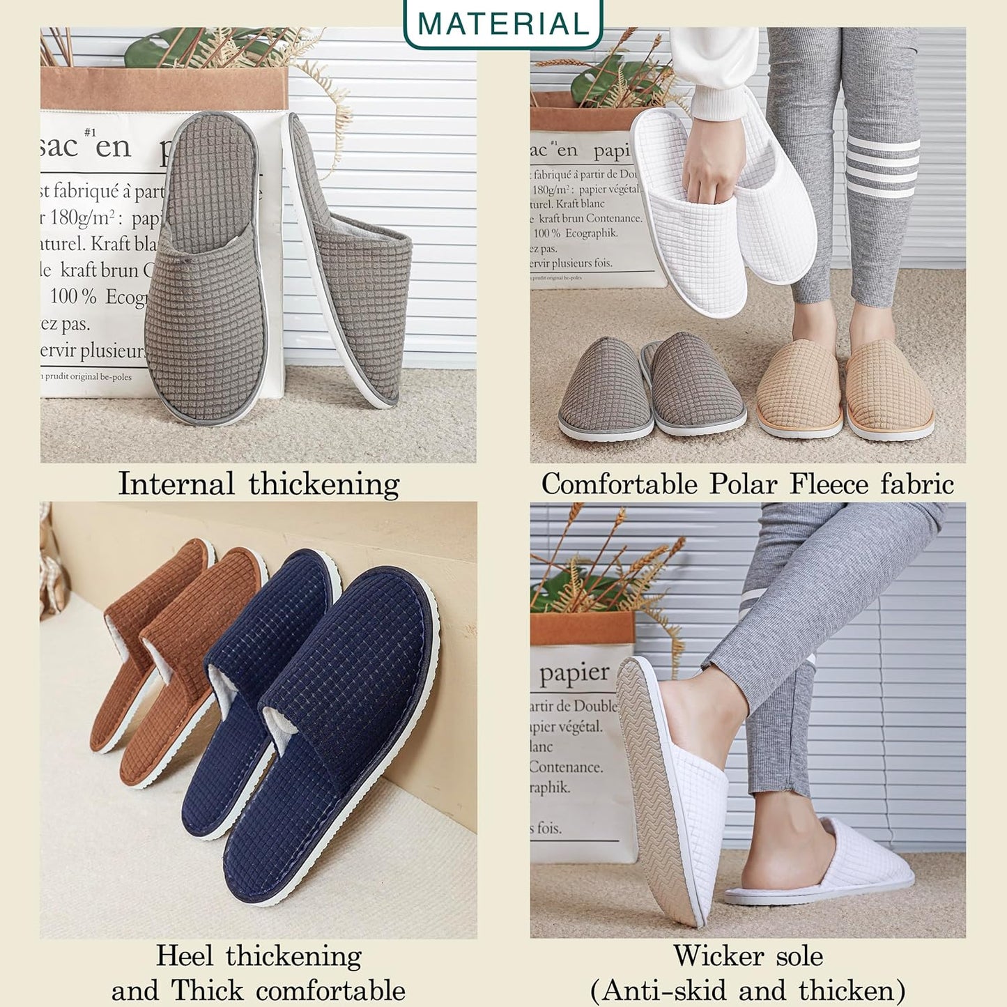 6-10 Pairs Spa Slippers, Non Slip Disposable Slippers For Guest, Washable Reusable, Which Can Be Used As Women Men, House, Indoor, Bathroom, Bedroom, Hotel, Bride Slippers