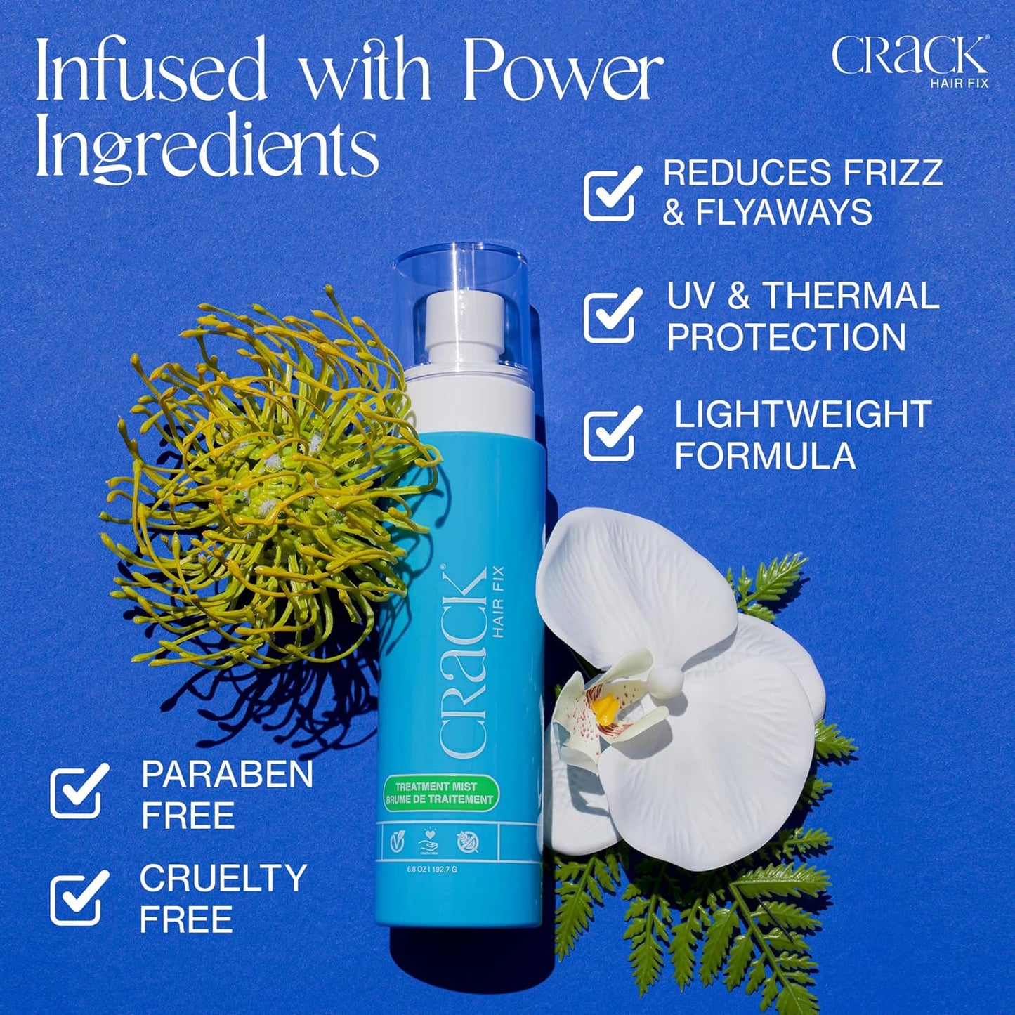 Crack HAIR FIX Mist Spray - Moisturizes & Protects Hair From Dryness & Thermal Damage, Improves Texture - 6 oz