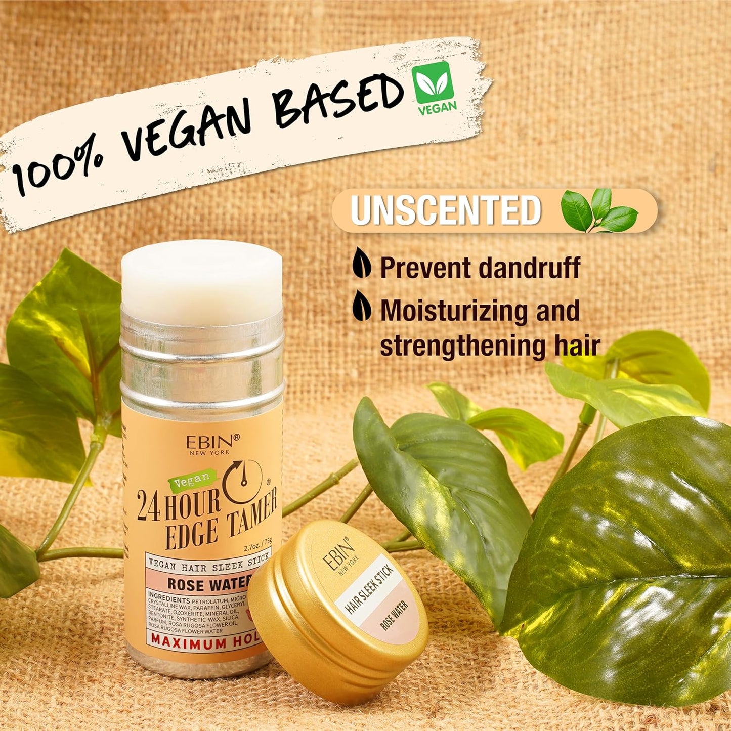 EBIN NEW YORK 24 Hour Edge Tamer Vegan Hair Sleek Stick Unscented Maximum Hold