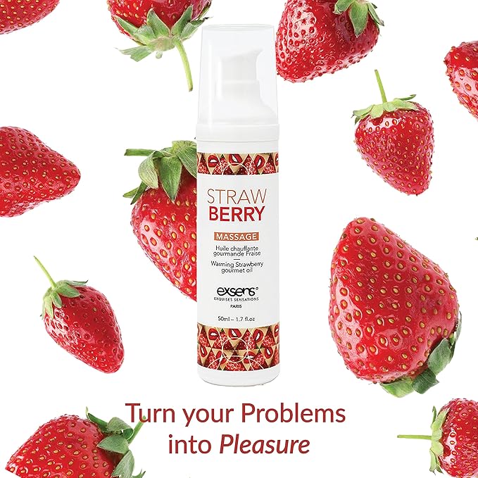 Exsens Warming Massage Oils, Strawberry and Pina Colada, for Men, Women, and Couples, 2 Pack