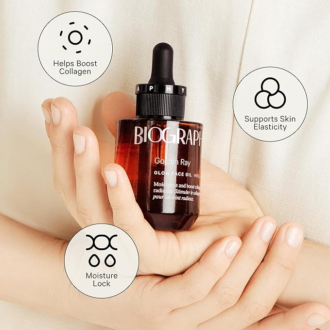 Biography Face Oil Collagen Booster, Moisturizer & Beauty Body Oil Skincare Gift Set for Women, Gua Sha w/Jojoba, Rosehip, French Marine Algae, Guarana Seed. Skin Hydrating Sea Chrome & Golden Ray