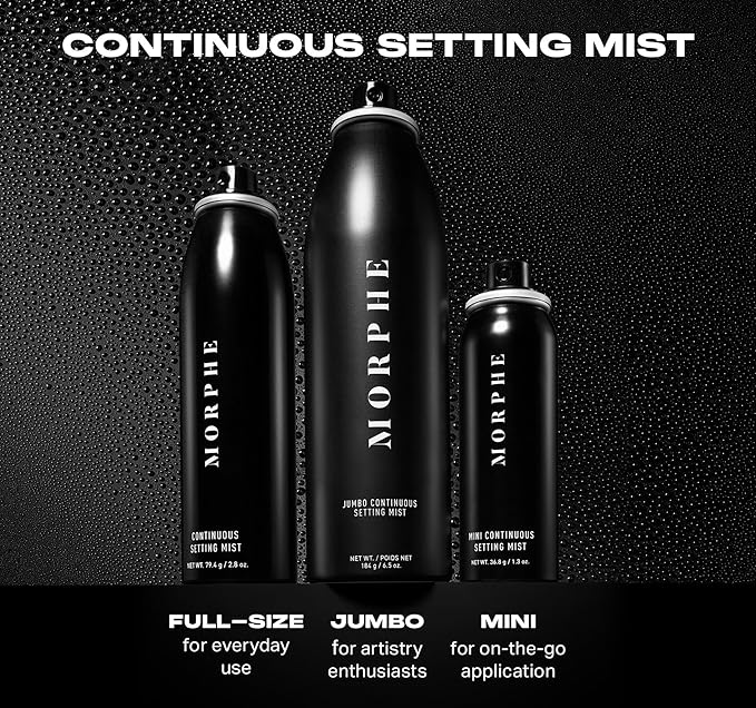 Morphe Continuous Setting Mist - Micro-Fine Setting Spray for Makeup with a Natural Finish - Helps Makeup Resist Caking or Fading & Increases Wear of Foundation (2 Count, 2.8 fl oz)