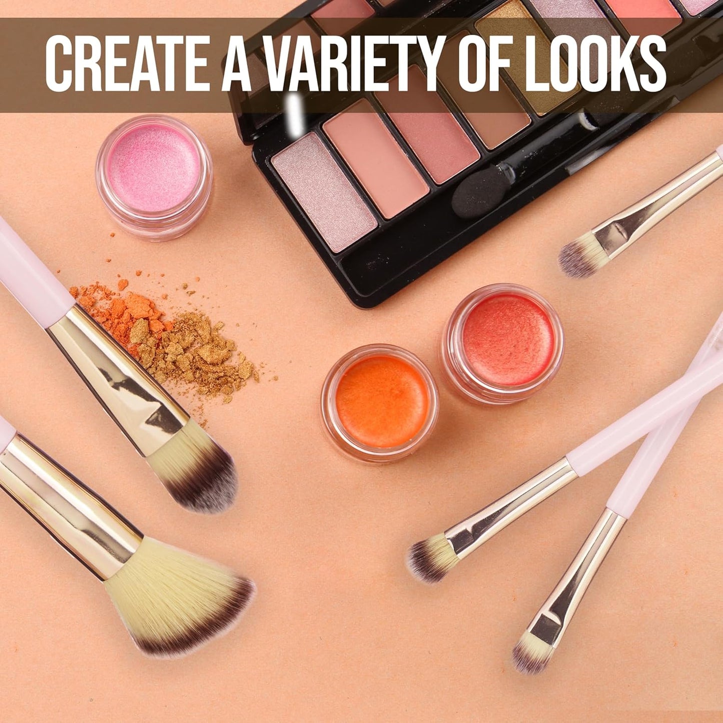 15pc Beauty Set - Beautiful Makeup Brush Collection with Beauty Blenders, Spoolie and Storage Tumbler | Professional Cosmetic Brushes For Seamless Makeup Application