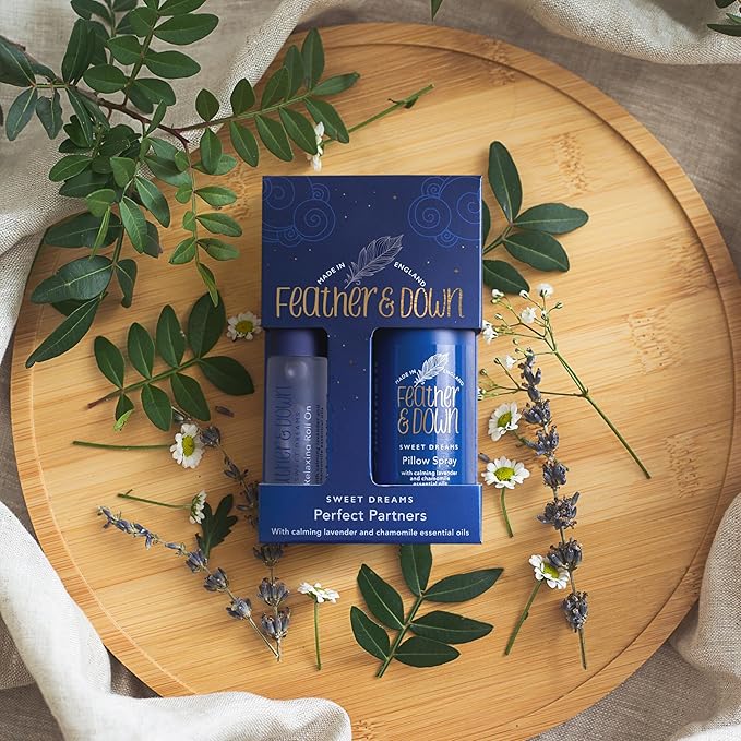 Feather & Down Sweet Dream Perfect Partners Gift Set: 50ml Pillow Spray & 10ml Roll-On, With Calming Lavender & Chamomile Essential Oils, Vegan & Cruelty Free