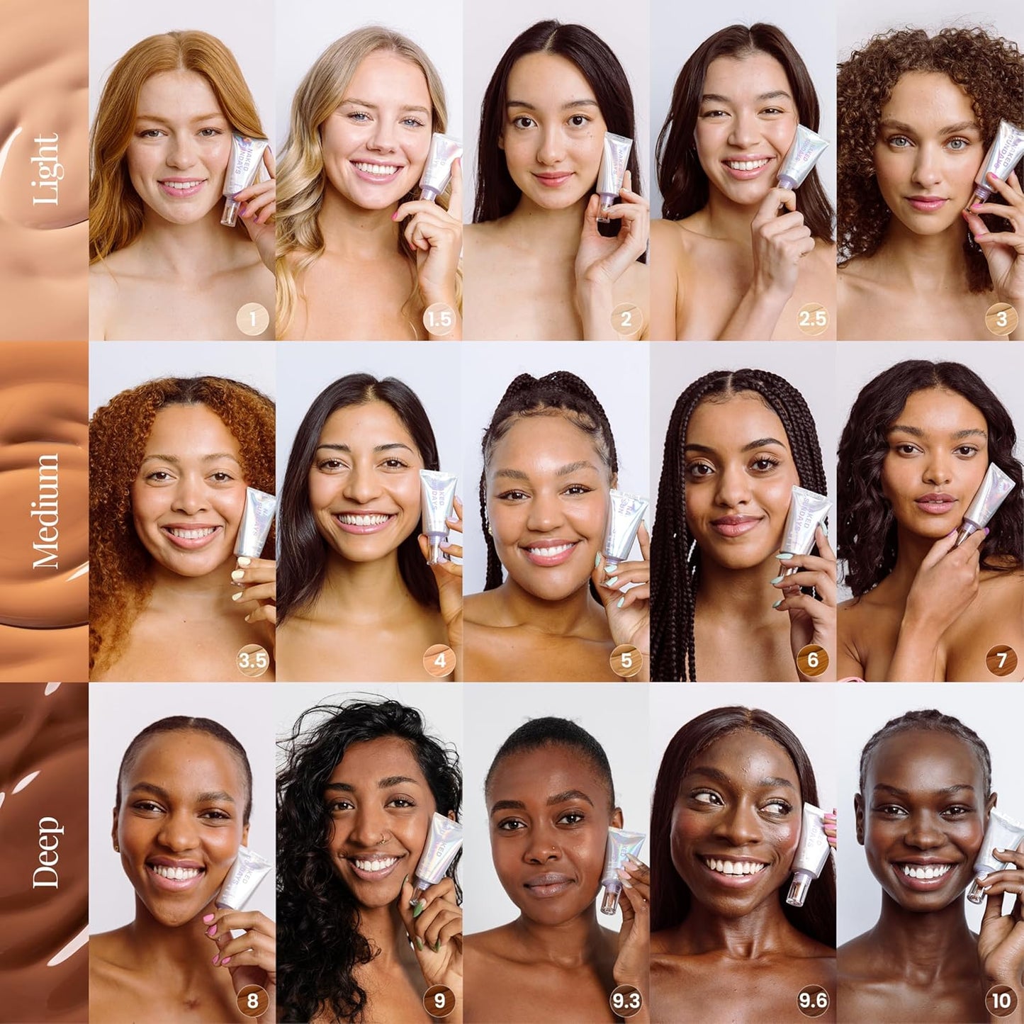 Naked Sundays BeautyScreen™ SPF 50 Mineral Peptide Foundation Tint 2-in-1 Skin Tint & Mineral Sunscreen- Radiant, Buildable Coverage, Acne-Safe (3.5 Light Medium Cool, 1.01 Oz)