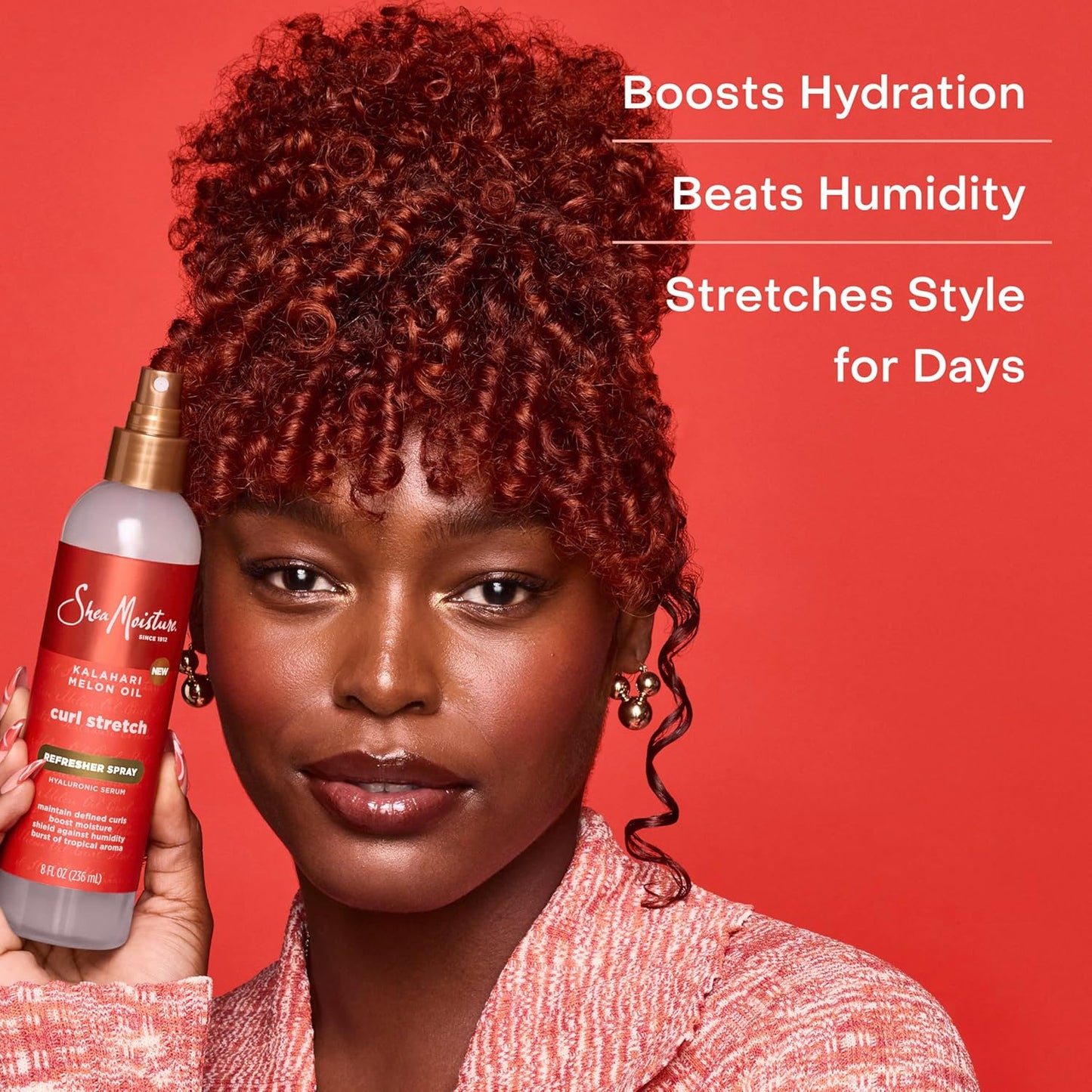 SheaMoisture Curl Stretch Refresher Spray Kalahari Melon Oil and Marula Oil Between Wash Style Stretcher Boosts Hydration, Fights Humidity and Frizz with Hyaluronic Serum 8 Fl Oz