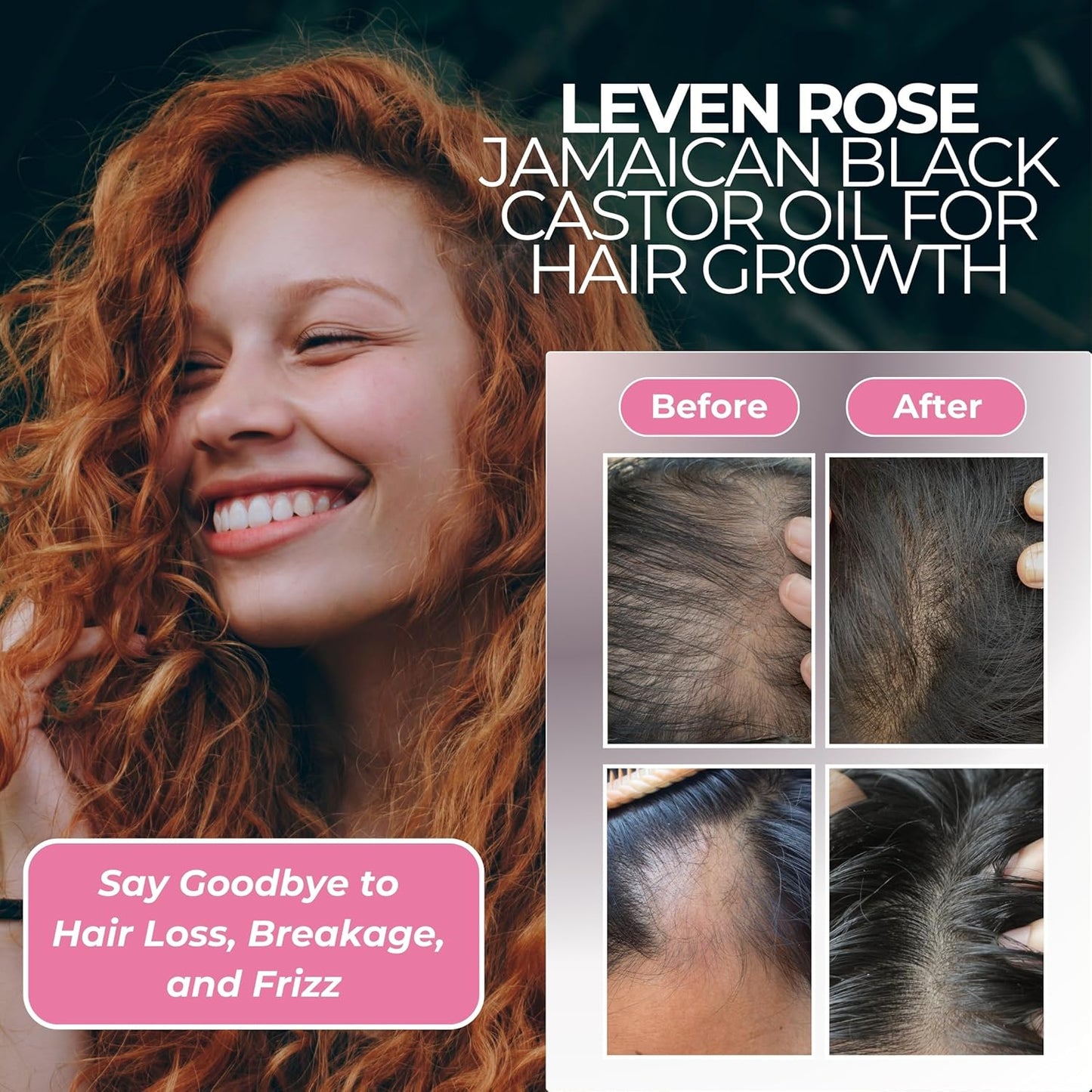 Leven Rose Organic Jamaican Black Castor Oil for Hair Growth, 100% Organic Cold Pressed Hexane Free Black Jamaican Castor Oil 1oz