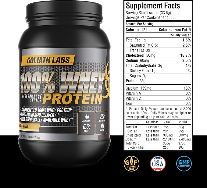 Goliath Labs ⧫ 100% Whey Protein Powder 10 lb (Vanilla)