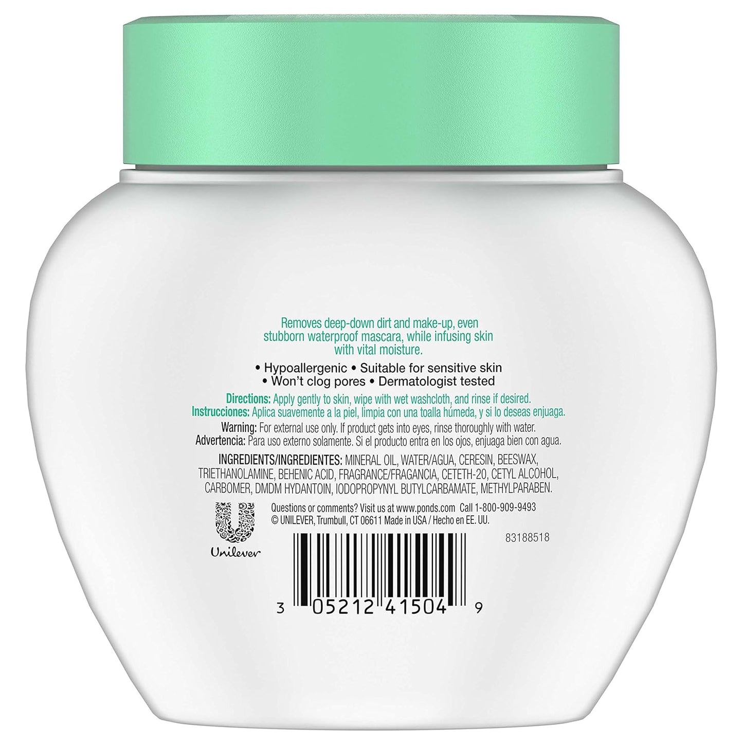 POND'S Cold Face Cream, Skin Care Facial Cleanser for All Skin Types, Deep Moisturizing Face Wash & Makeup Remover, 9.5 oz, 3 Pack