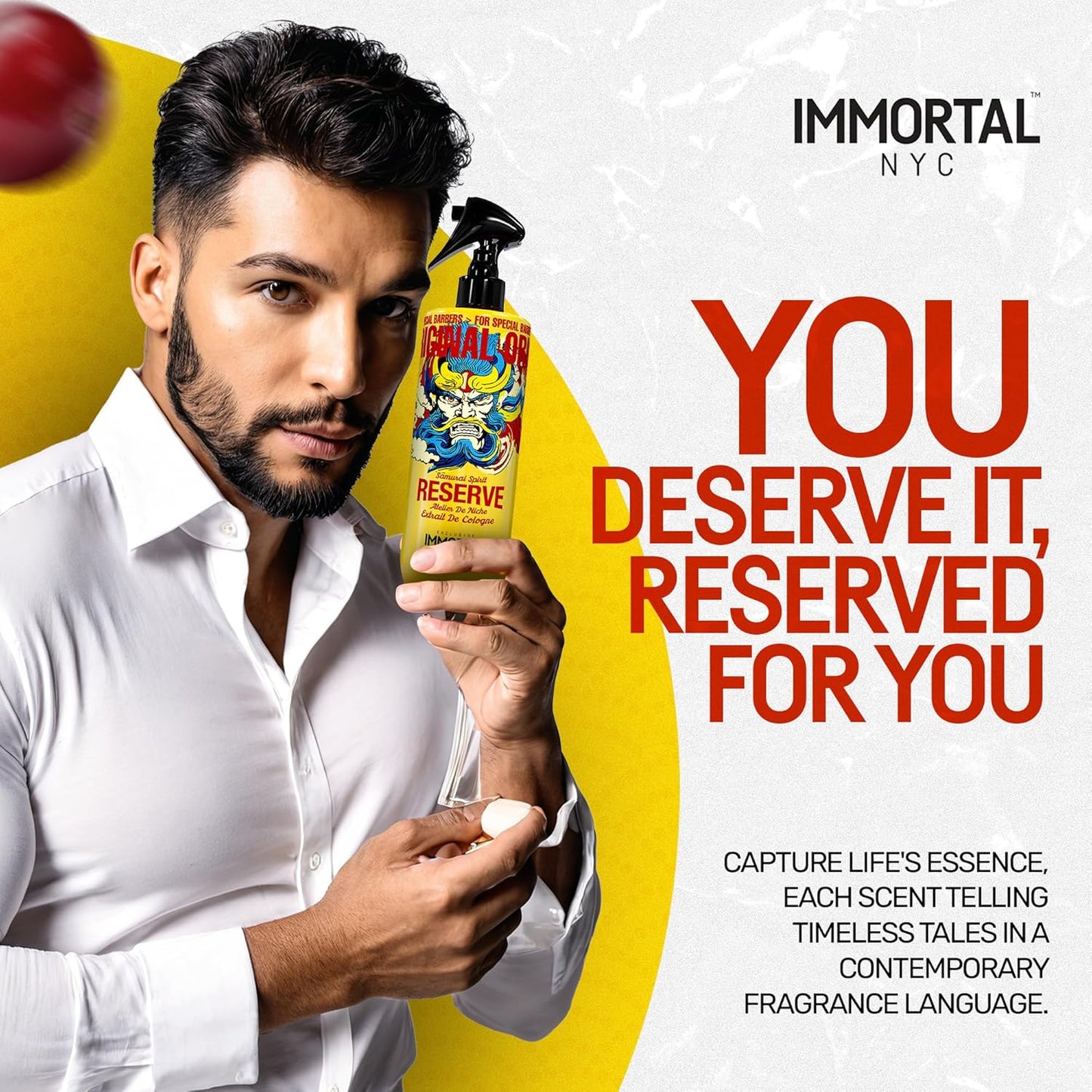 Immortal NYC Reserve Samurai Spirit, After Shave For Men Body/Face 17oz- Moisturizing & Refreshing- Spicy Floral Scent, Men's Cologne