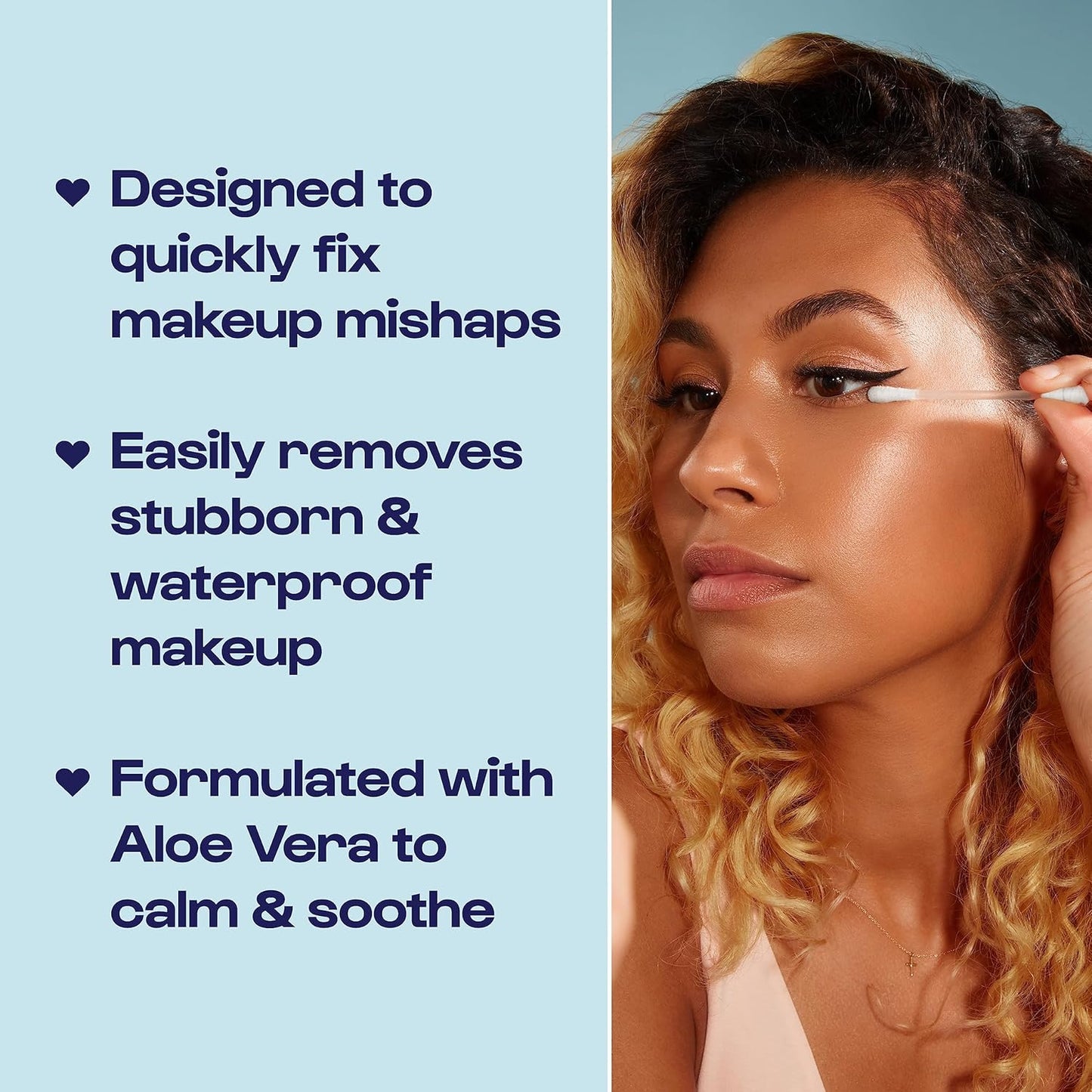 Alleyoop Cotton Swabs for Makeup, Tip Off Liquid-Filled Makeup Removing Swabs (24 Count, 3 Pack) - Easy-To-Use & Space Saving Makeup Remover - Disposable Cotton Tips for Eye, Lip, Eyebrow, & Eyeshadow