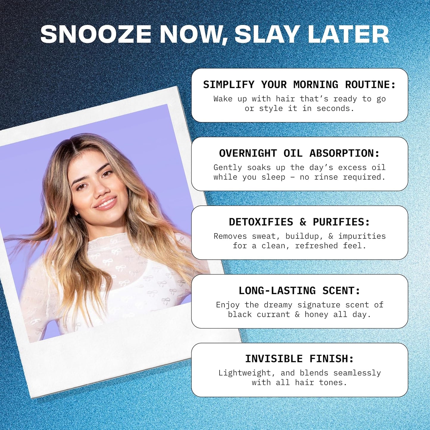 FoxyBae Overnight Dry Shampoo Spray – Biotin, Rice Starch & Charcoal Formula – Absorbs Oil, Sweat & Odor for Fine, Thick & Color-Treated Hair – Dream Refresh – 7 fl oz