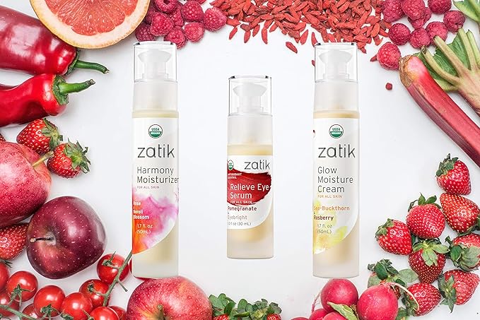 Zatik Naturals - Relieve Eye Serum with Pomegranate and Eyebright Antioxidant, USDA Certified Organic, Rekindle and Elevate Youthfulness Around Thin Areas of the Eyes, 1.0 fl oz, 30ml