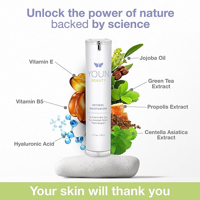 YOUN Beauty 2 Minutes 5 Years Younger Skin Care System by Dr. Anthony Youn – Anti-Aging Skincare Set: Vitamin C Serum, 2.5% Retinol Moisturizer, Green Tea Facial Cleanser & Wash-Off Exfoliating Cream