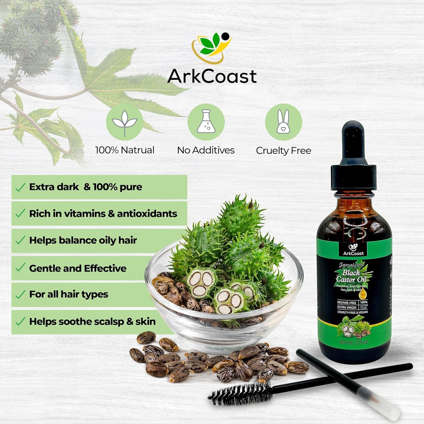 Jamaican Black Castor Oil - Pure Cold-Pressed for Hair, Eyebrows, Eyelashes, Skin, and Nail Care - Silicone-Free, Cruelty-Free, 100% Pure - Moisturizing and Nourishing, 8 oz (Pack of 2)