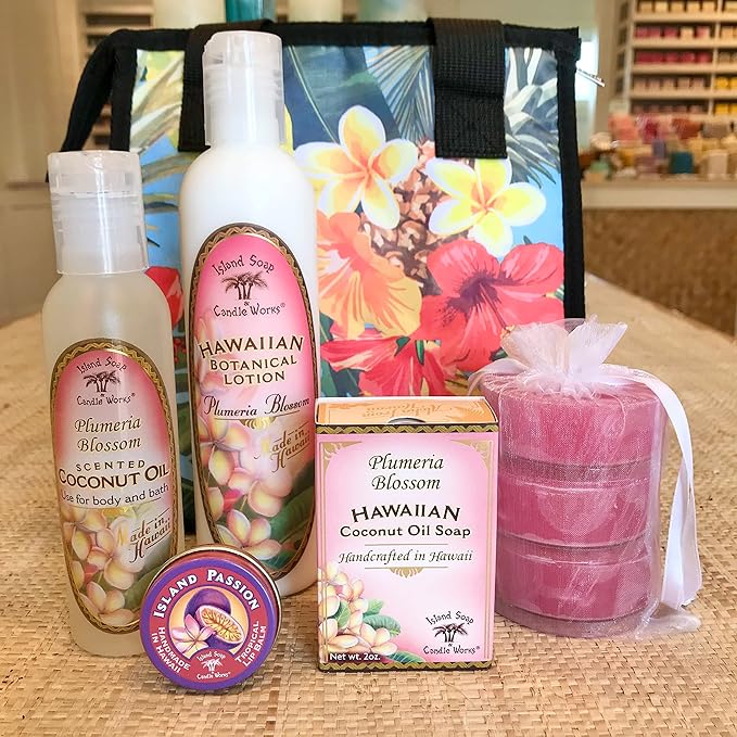 Island Soap and Candle Works Plumeria Blossom Scented Body Lotion for Men and Women, Paraben Free Body Moisturizer - Hydrating Hawaiian Skincare - 8.5 Fl Oz. Bottle