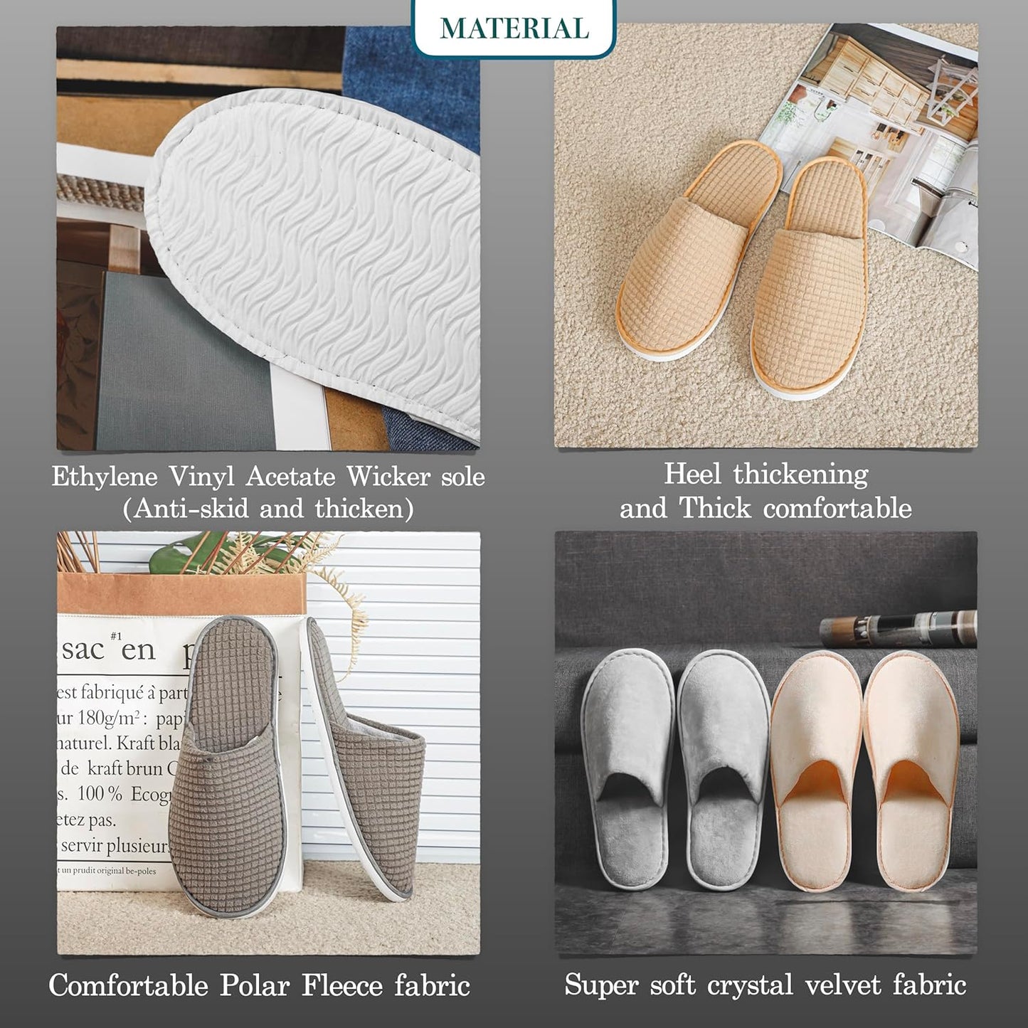 6-10 Pairs Spa Slippers, Non Slip Disposable Slippers For Guest, Washable Reusable, Which Can Be Used As Women Men, House, Indoor, Bathroom, Bedroom, Hotel, Bride Slippers
