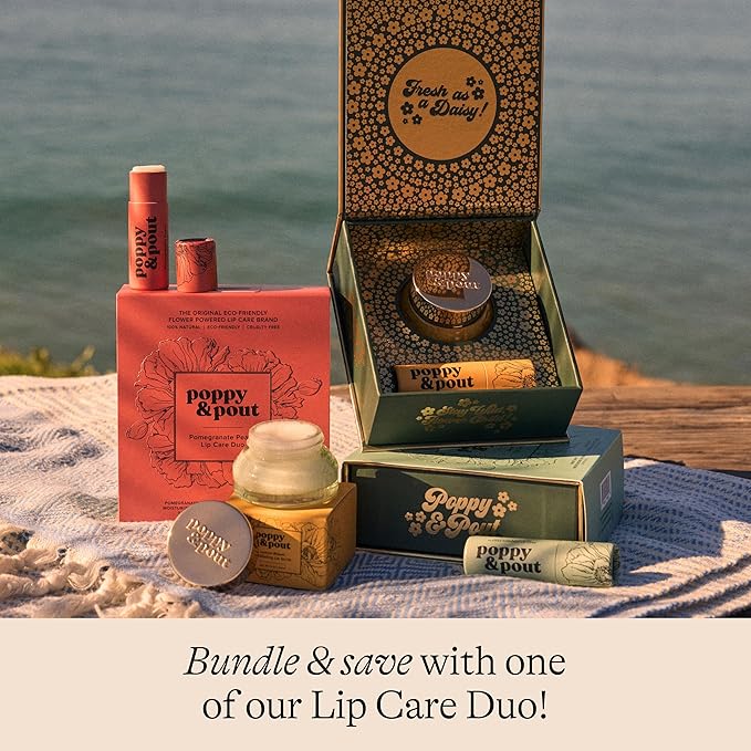 Poppy & Pout Natural Lip Scrub, Moisturizing Sugar Scrub for Dry Lips, Lip Scrubber Exfoliator with Essential Oils Smooths and Hydrates Lips, In Recyclable Glass Jars, Cruelty Free - Lemon Bloom