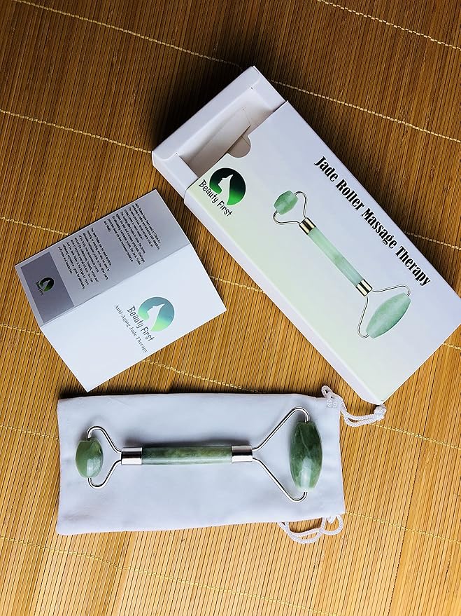 Jade Roller Therapy 100% Natural Jade Facial Roller Double Neck Healing Slimming Massage